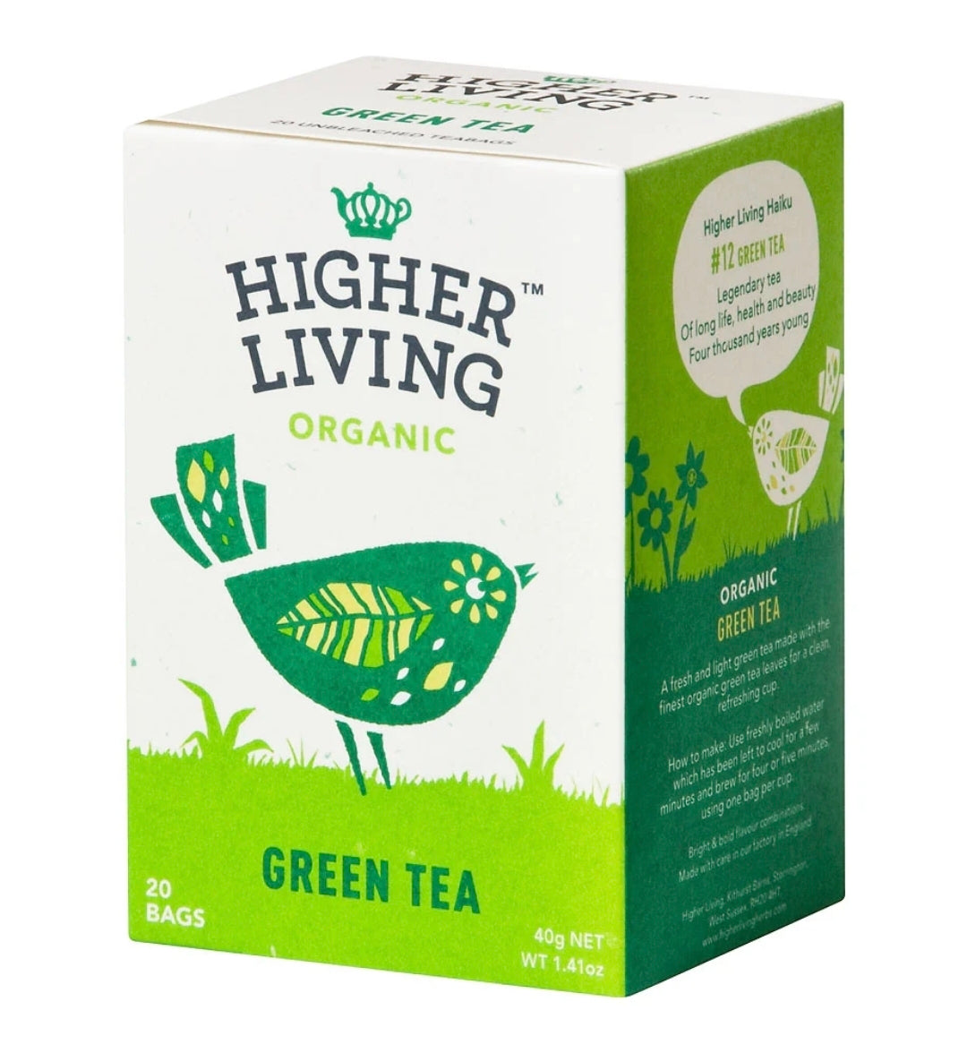 Higher Living Organic green tea x20 bags BBE 03/05/2026