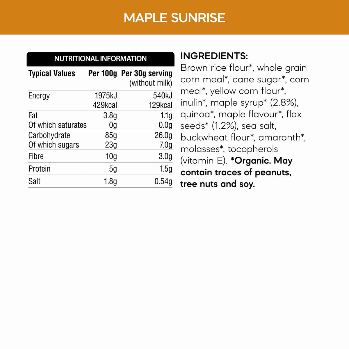 Sunrise Crunchy Maple Cereal 332g BBE14/03/2027