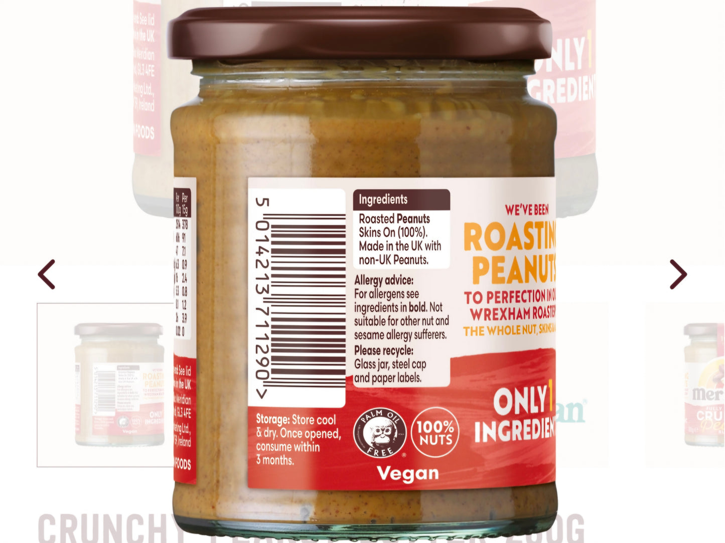 Meridian Crunchy Peanut Butter - 280g BBE11/2026