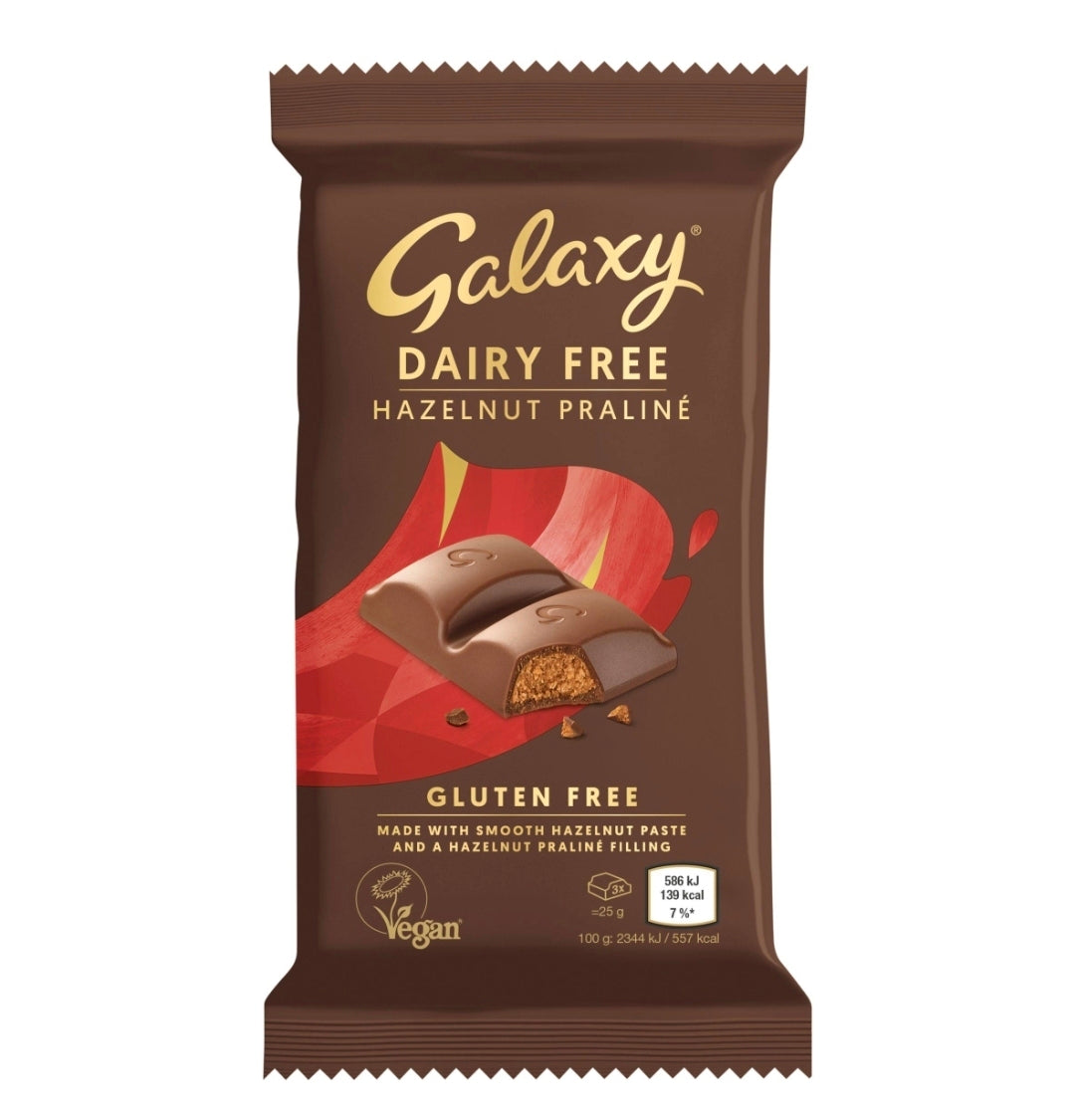 Galaxy dairy free hazlenut praline bar 100g BBE 12/04/2026