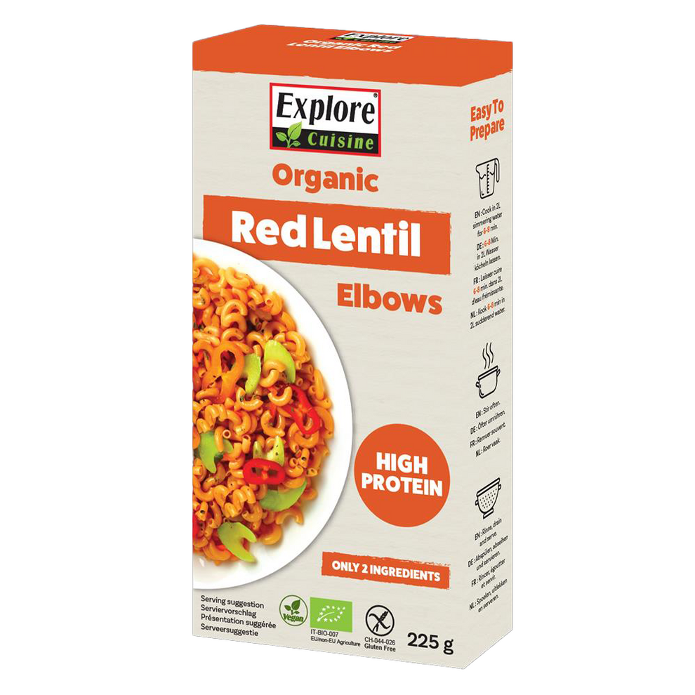 Explore Cuisine
Organic Red Lentil Elbows 225g