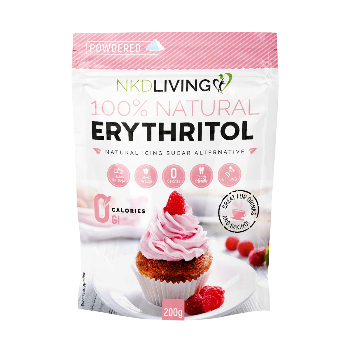 NKD Living Erythritol Powdered Natural Icing Sugar Alternative 200g  BBE 19/07/2026