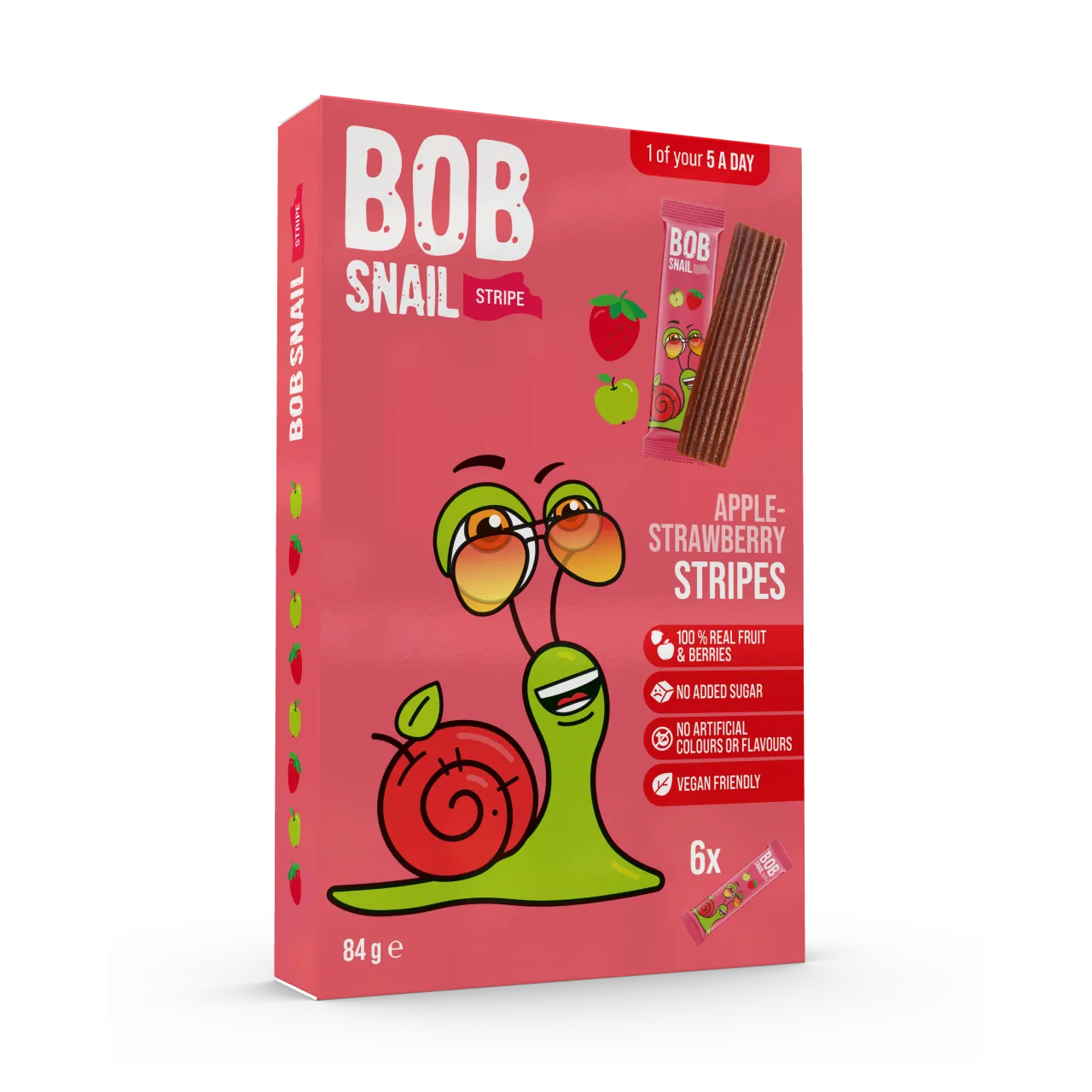 Bob Snail Natural Apple-Raspberry Fruit Stripe 84g *BBE 01/12/2025*
