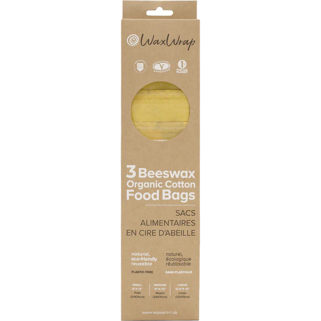 WaxWrap Reusable Organic Cotton Food Bags - Pack of 3