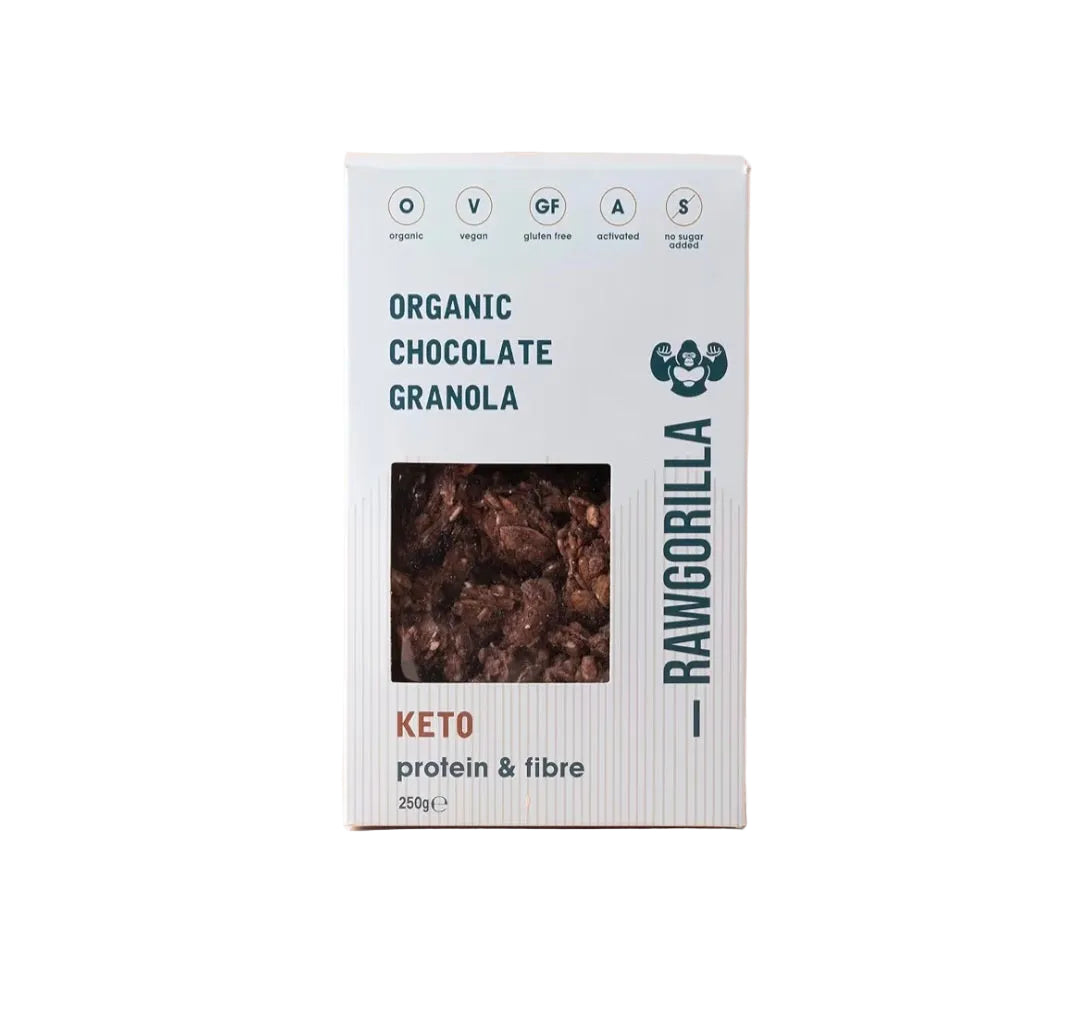 RawGorilla Organic chocolate granola 250g BBE 25/12/2026