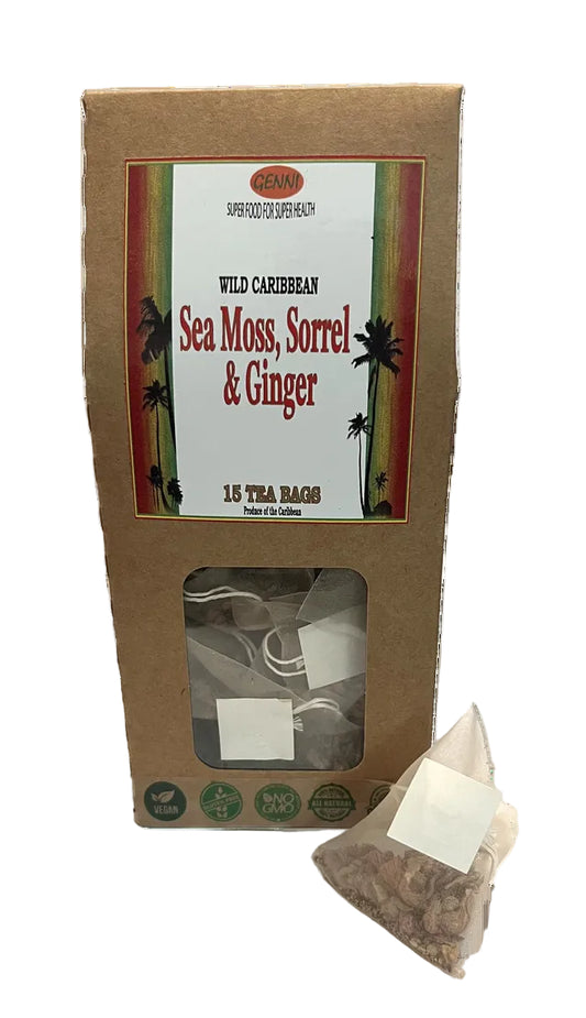 Genni Sea Moss, sorrel & ginger tea bags 15 Bags  BBE 28/04/2028