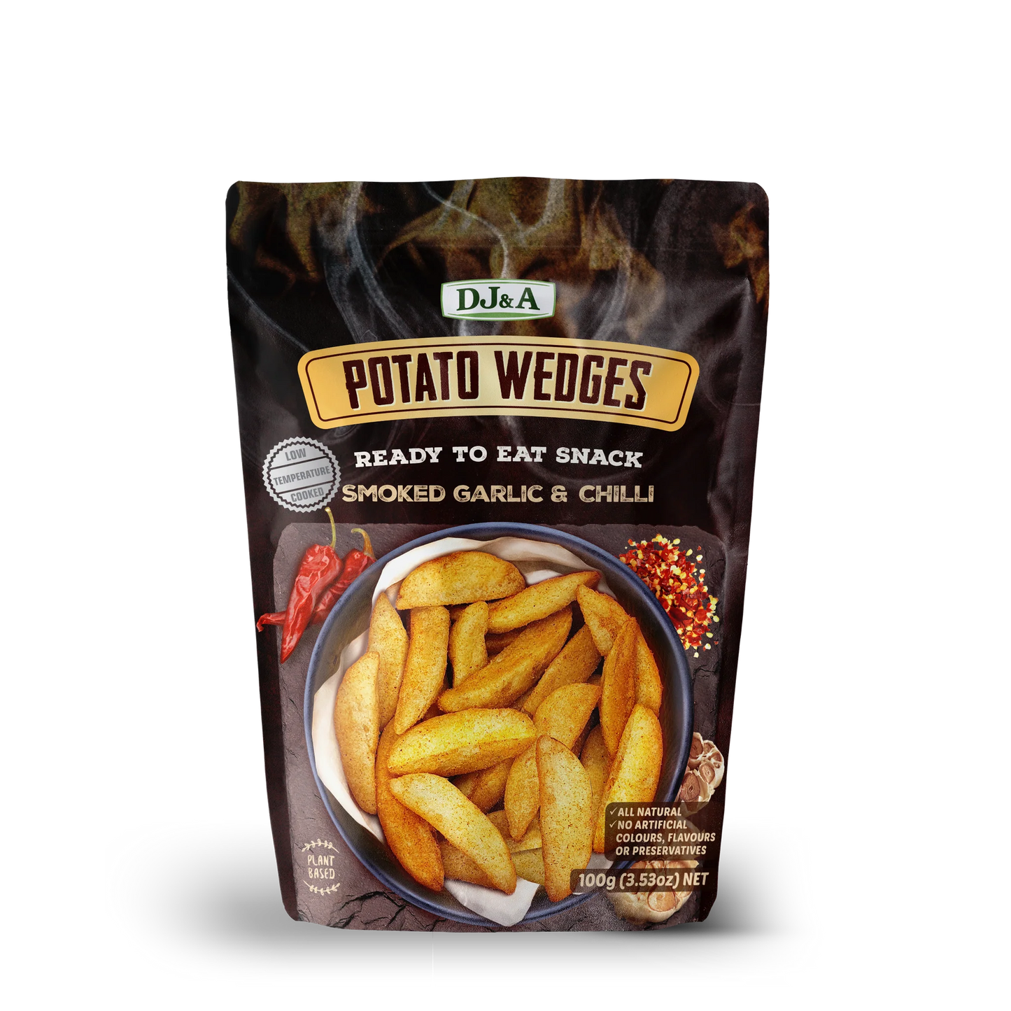 DJ&A Potato Wedges, Smoked Chilli & Garlic, 100g  BBE 16/03/2026