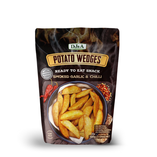 DJ&A Potato Wedges, Smoked Chilli & Garlic, 100g  BBE 16/03/2026